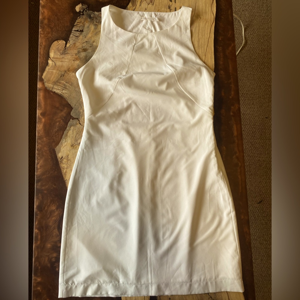 Pink Stitch short, white, dress with back cutout. Size 6